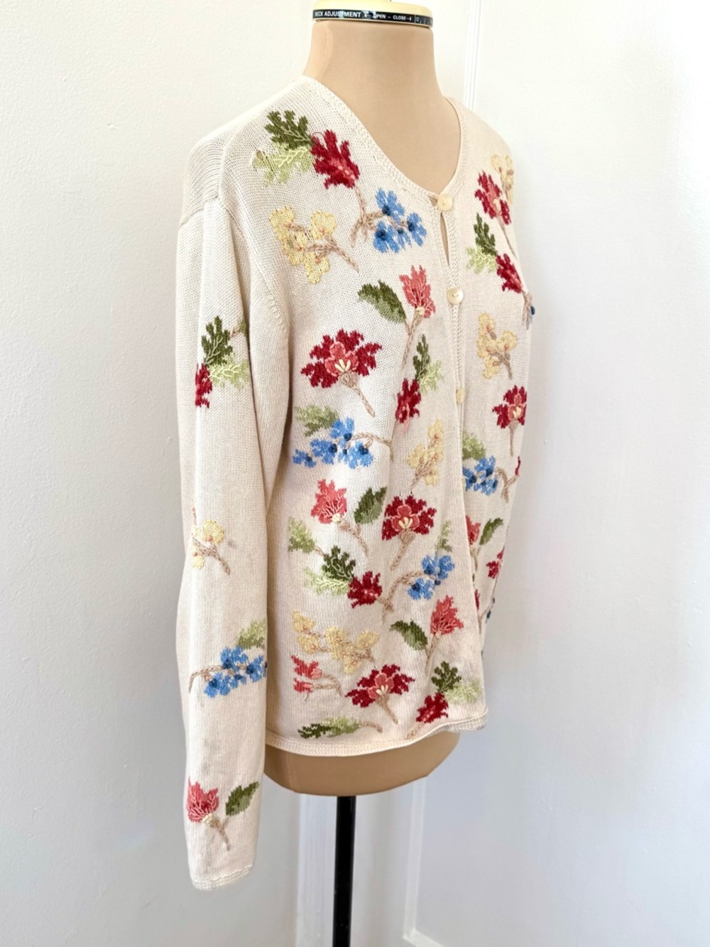 VTG 80s 90s Cottagecore Coquette Floral Embroidered Cardigan size M - Picture 4 of 16